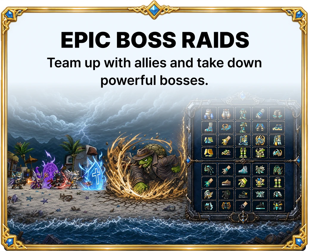 Epic Boss Raids - Team up with allies and take down powerful bosses.